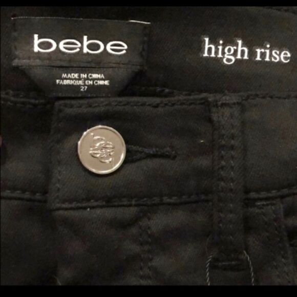 BEBE BLACK CLEAN SUPER HIGH RISE CROP JEAN 27 - Picture 6 of 6